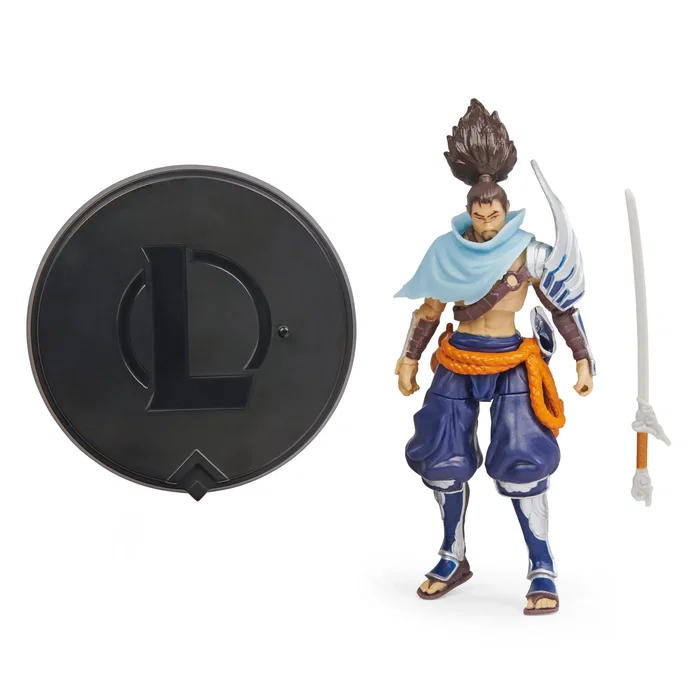 Spin Master League of Legends Figura de Acción Oficial Riot Games Yasuo 10.2 cm Coleccionable con Espada y Base Articulada 6062259