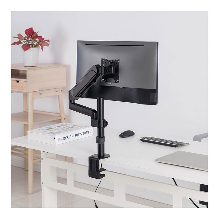 VALUE 17.99.1181 Brazo LCD de 4 Gánglios con Abrazadera, para Monitores 17 a 32 Pulgadas, Soporte hasta 9 kg, Montaje en Escritorio, Color Negro