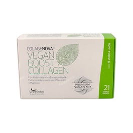 Colagenova Vegan Boost Té Verde y Limón 21 Sobres con Ácido Hialurónico y Vitamina C, Vegano y Sin Gluten