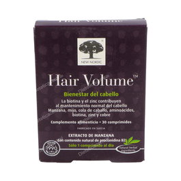 NEW NORDIC Hair Volume Suplemento Alimenticio para el Crecimiento y Mantenimiento del Cabello con Biotina, Zinc, Extractos de Manzana, Mijo y Cola de Caballo - 30 Comprimidos