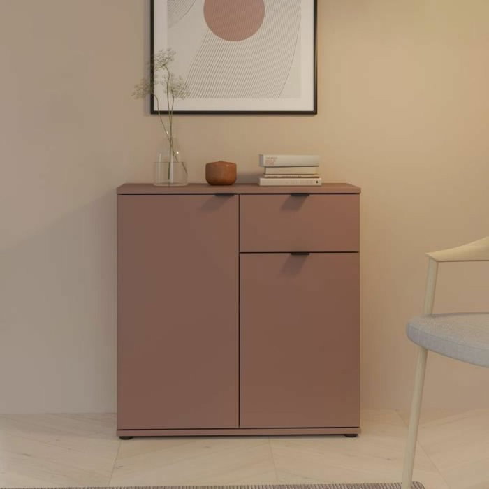 GANYMEDE Cómoda con 2 puertas y 1 cajón, Terracota GANYMEDE Cómoda con 2 puertas y 1 cajón, Terracota