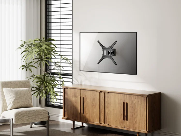 Equip Soporte de Pared para TV 23"-55" (139.7 cm) Acero Inoxidable Movimiento Completo (Giro e Inclinación), Hasta 30 Kg, VESA 400x400, Negro - Modelo 650412
