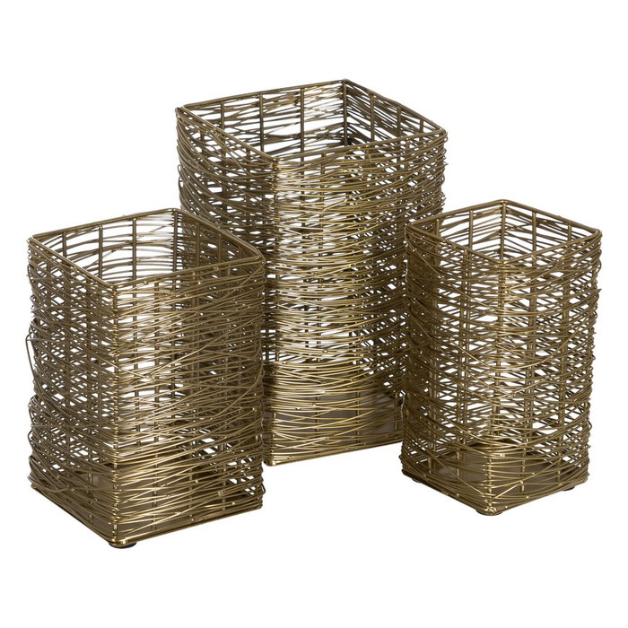 Jarrón Dorado Acero Inoxidable 12,50 X 12,50 X 20 cm