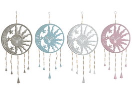 DKD Home Decor Decoración Colgante de Hierro Sol y Luna, Surtido de 4 Piezas