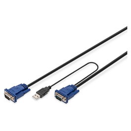 Digitus DN-19001 Cable KVM USB/VGA/PS2 Teclado/PS2 Ratón 1.8 m Negro