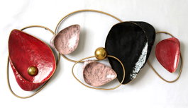 DKD Home Decor Decoración de Pared Metal Abstracto Negro, Rojo y Dorado