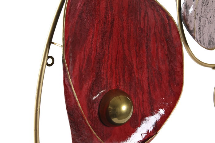 DKD Home Decor Decoración de Pared Metal Abstracto Negro, Rojo y Dorado