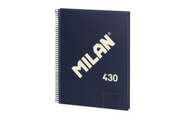 Milan Cuaderno A4 57141E80B Espiral Tapa Dura 80 Hojas Blancas 95gr/m² Azul Marino