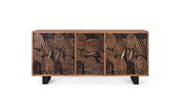 Giner y Colomer Aparador de Madera de Acacia y Metal 175x45x81 cm 4 Puertas 3 Cajones