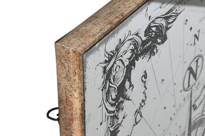 DKD Home Decor Espejo Metal y Cristal Br Jula Envejecido 60x90 cm
