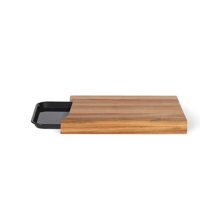 Livoo Tabla de cortar MES155 Madera de acacia FSC 36,5 x 27,5 cm con bandeja de goteo extraíble