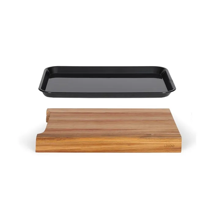 Livoo Tabla de cortar MES155 Madera de acacia FSC 36,5 x 27,5 cm con bandeja de goteo extraíble