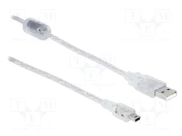 DeLOCK Cable USB 2.0 de Tipo A a Mini-B 5m transparente