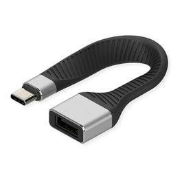 ROLINE Cable USB 3.2 Gen 2 USB C a USB A de Silicona 11cm Negro