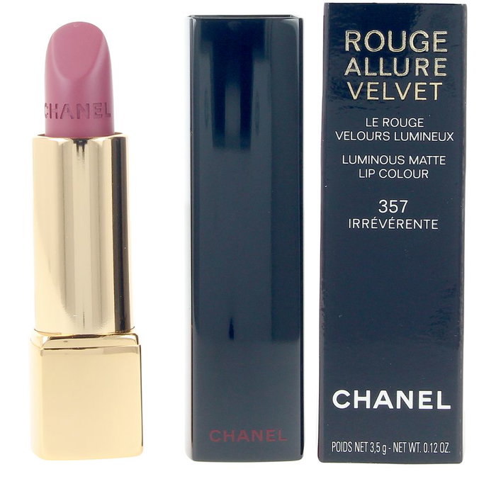Chanel ROUGE NOIR Rouge Allure Velvet - Labial Mate de Lujo #357-Irrévérente 3.5 g - Textura Suave y Color Intenso