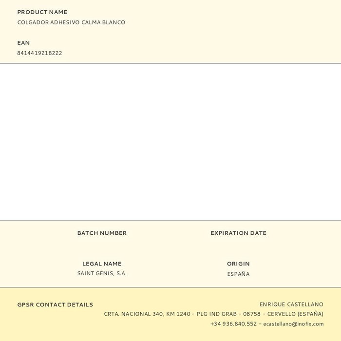 Inofix Colgador Adhesivo Calma Blanco Hasta 2.5 kg 64x36x80 mm Inofix Colgador Adhesivo Calma Blanco Hasta 2.5 kg 64x36x80 mm
