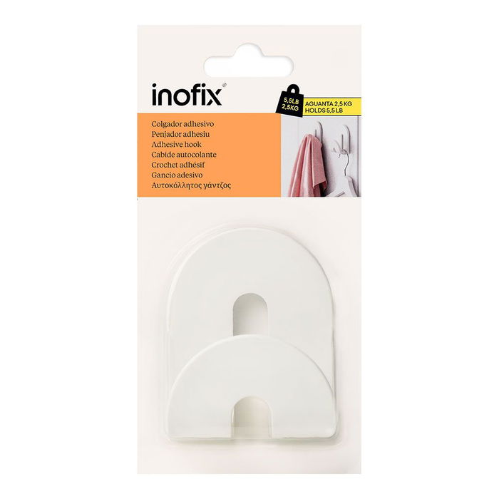 Inofix Colgador Adhesivo Calma Blanco Hasta 2.5 kg 64x36x80 mm