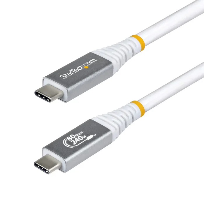 Startech CC50CM80GUSB4CABLEW Cable USB4 USB-C a USB-C Gen 4x2 80 Gbps 240W Power Delivery 3.1 8K @120Hz DisplayPort 2.1 Certificado USB-IF 0.5 m Blanco