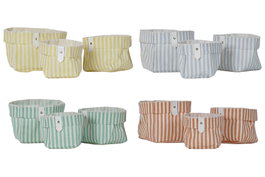 DKD Home Decor Set de 3 Cestas de Algodón y Poliéster RAYAS NEW