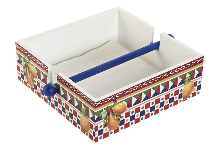 DKD Home Decor Servilletero Mediterraneo Sicilia 2024 Rojo Azul 18 x 4 x 18 cm (4 Unidades)