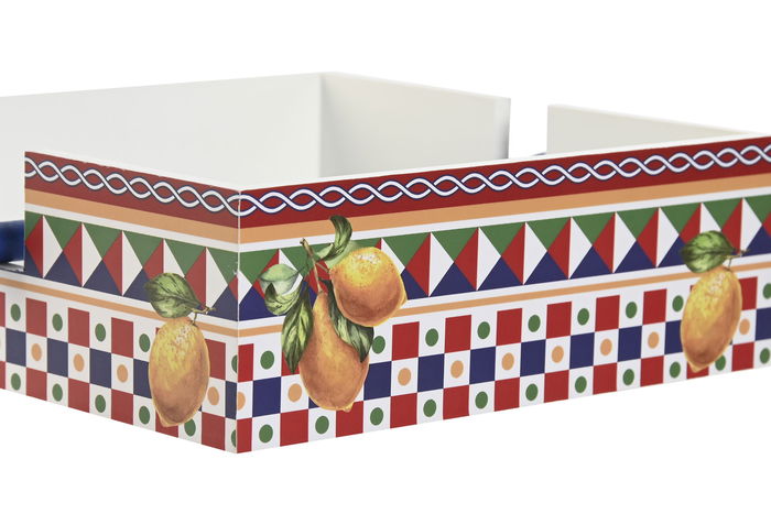 DKD Home Decor Servilletero Mediterraneo Sicilia 2024 Rojo Azul 18 x 4 x 18 cm (4 Unidades)