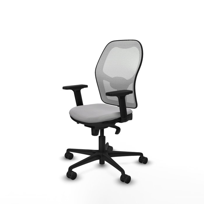PIQUERAS Y CRESPO Silla de oficina Jorquera con mecanismo sincro, tela gris claro y malla blanca PIQUERAS Y CRESPO Silla de oficina Jorquera con mecanismo sincro, tela gris claro y malla blanca