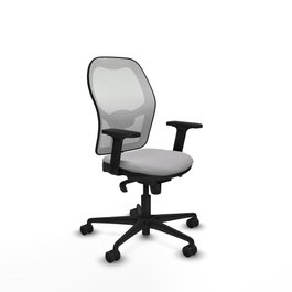 PIQUERAS Y CRESPO Silla de oficina Jorquera con mecanismo sincro, tela gris claro y malla blanca