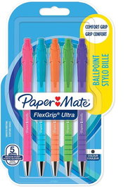 Boligrafo Paper Mate Retractil Flexgrip  Pastel Blister De 5 (Tinta Negro)