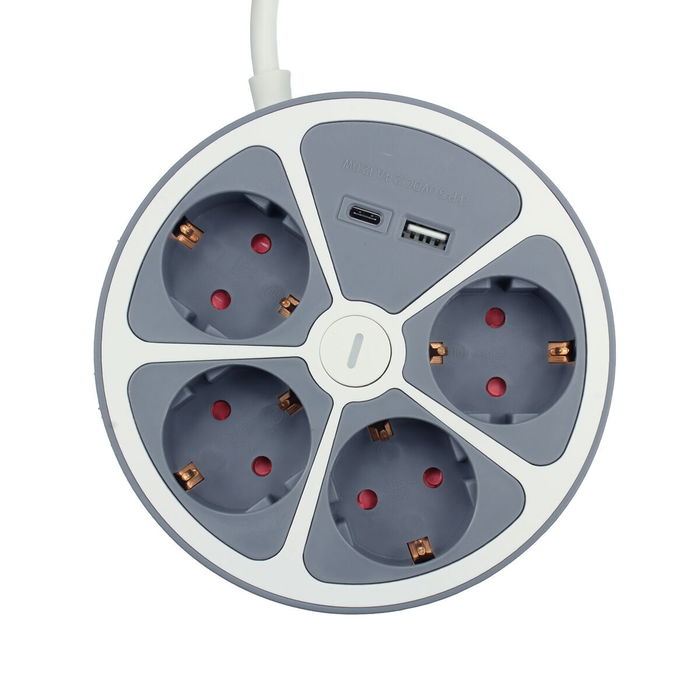 Regleta Enchufes 3 Tomas con Interruptor TM Electron TMUAD554CB Blanco Gris 3680 W 30 W (1,5 m)