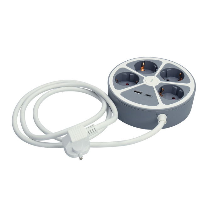 Regleta Enchufes 3 Tomas con Interruptor TM Electron TMUAD554CB Blanco Gris 3680 W 30 W (1,5 m)