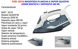Magefesa Plancha de Vapor Quadfin MGF6219 2200W