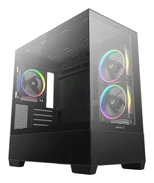 Deepcool Caja CG380 3F Midi Tower PC Negro con Doble Vidrio Templado Lateral, Iluminación RGB Multi, Soporte ITX/micro-ATX, 2x USB 3.2 Gen 1, 1x USB-C, R-CG380-BKAGM3-G