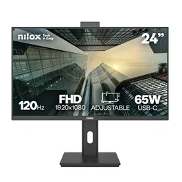 Nilox NXM24RWEB0265 Monitor LED 24" (61 cm) Full HD 1920x1080 IPS 120Hz 4ms, Altavoces y Cámara Integrados, Negro, Soporte VESA