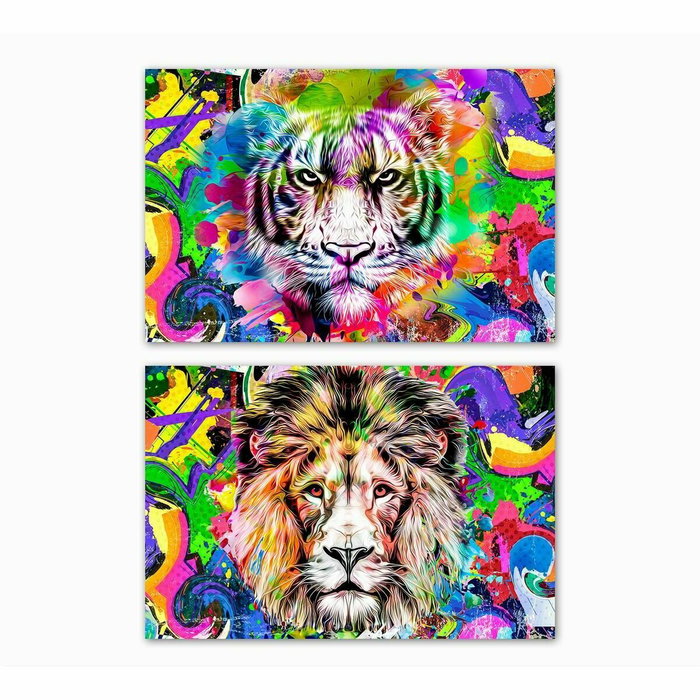 DKD Home Decor Cuadro Lienzo MDF 70x50x1,8 León Tigre Surtido de 2 unidades DKD Home Decor Cuadro Lienzo MDF 70x50x1,8 León Tigre Surtido de 2 unidades