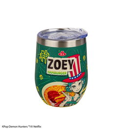 Cinereplicas Taza de Viaje Isotérmica 350 ml KPOP Demon Hunters - Zoey Hamburger, Edición Especial con Licencia Netflix, Diseño Manga, Acero Inoxidable