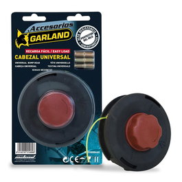 Garland Cabezal de Hilo Universal para Desbrozadores y Cortabordes de 2 Hilos Recarga Fácil Semiatomático