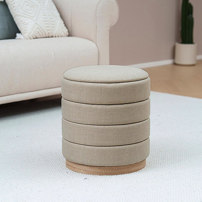 Versa Puff con almacenamiento beige 44x40 cm