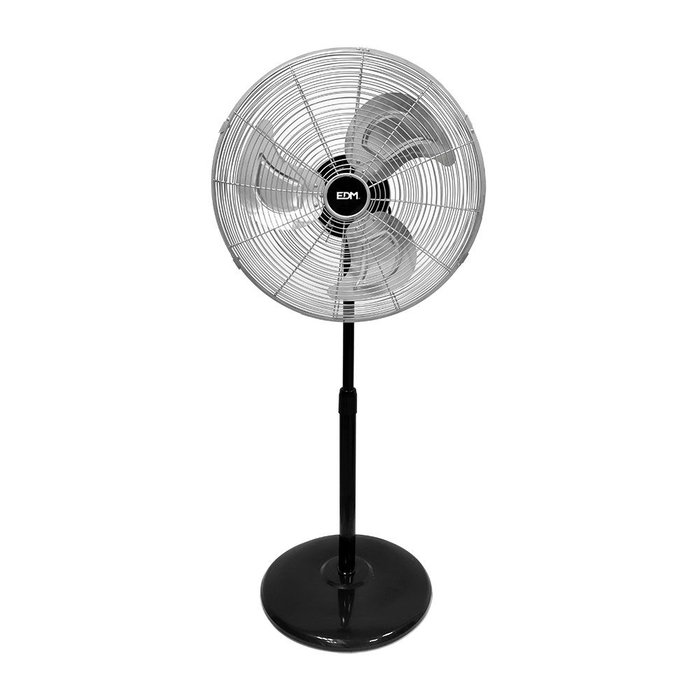 Edm Ventilador Industrial de Pie, 80W Ø50cm, 3 Velocidades, Oscilante, Altura Regulable 60-90cm, Negro/Metal Mate, Caudal 4.800 m³/h Edm Ventilador Industrial de Pie, 80W Ø50cm, 3 Velocidades, Oscilante, Altura Regulable 60-90cm, Negro/Metal Mate, Caudal 4.800 m³/h
