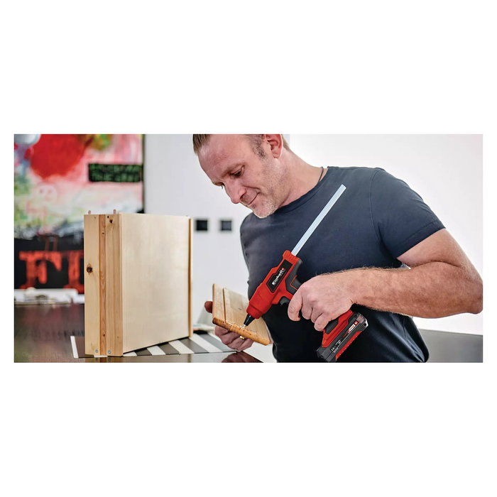 Einhell TE-CG 18 Li - Pistola de Silicona Caliente a Batería, 18V, Ion-Litio, Negro/Rojo, Incluye 5 Barras de Pegamento Einhell TE-CG 18 Li - Pistola de Silicona Caliente a Batería, 18V, Ion-Litio, Negro/Rojo, Incluye 5 Barras de Pegamento