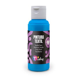 Tcolors Pintura Textil Azul Cyan 80 ml - Alta Adherencia y Flexibilidad, Aplicable con Rodillo, Pincel o Aerógrafo