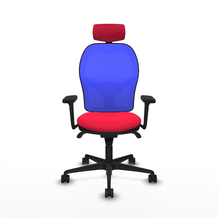 PIQUERAS Y CRESPO Silla de oficina Jorquera con mecanismo Sincro, tela roja y malla azul PIQUERAS Y CRESPO Silla de oficina Jorquera con mecanismo Sincro, tela roja y malla azul