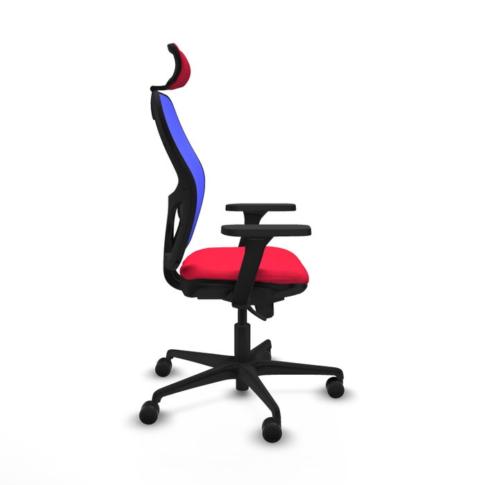 PIQUERAS Y CRESPO Silla de oficina Jorquera con mecanismo Sincro, tela roja y malla azul PIQUERAS Y CRESPO Silla de oficina Jorquera con mecanismo Sincro, tela roja y malla azul