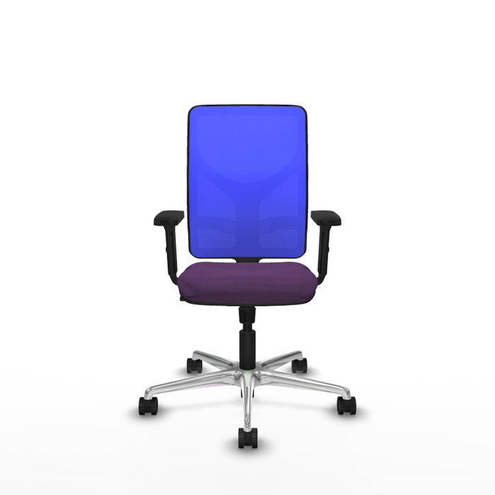 PIQUERAS Y CRESPO Silla de oficina Motilla con mecanismo Sincro, Tela Morado y Malla Azul
