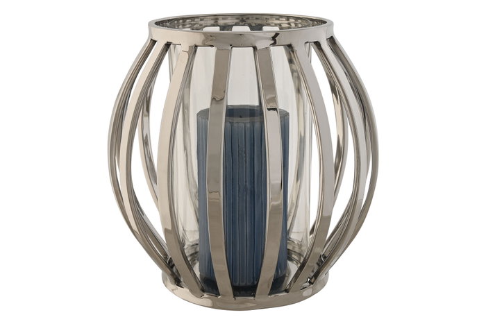 DKD Home Decor Portavelas de Acero y Cristal Cromado Plateado 19x19x19 cm