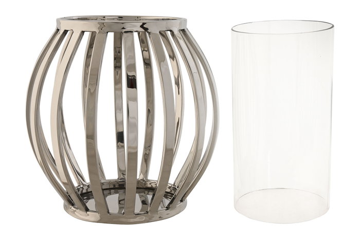 DKD Home Decor Portavelas de Acero y Cristal Cromado Plateado 19x19x19 cm