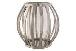 DKD Home Decor Portavelas de Acero y Cristal Cromado Plateado 19x19x19 cm