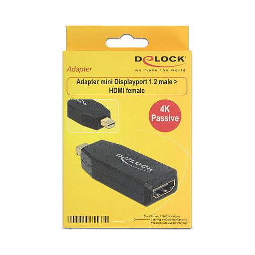 DeLOCK Adaptador mini DisplayPort 1.2 Macho a HDMI Hembra Negro 4K