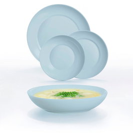 Vajilla Opal Apy Paradise Azul Luminarc 18 Piezas - 6 Personas