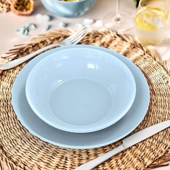 Vajilla Opal Apy Paradise Azul Luminarc 18 Piezas - 6 Personas