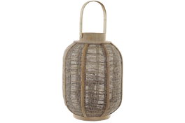 DKD Home Decor Portavelas Bambú y Lino Natural 27x27x51 cm